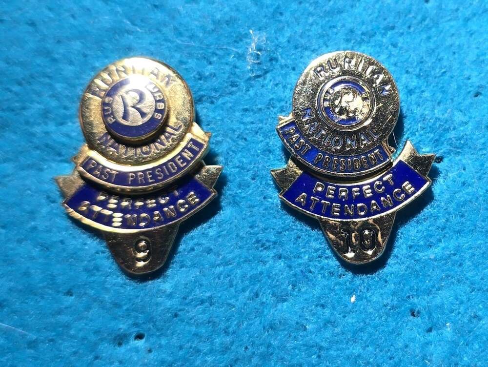 Vintage Ruritan National 9,10 Year Perfect Attendance Award Lapel Pin Hat Pin